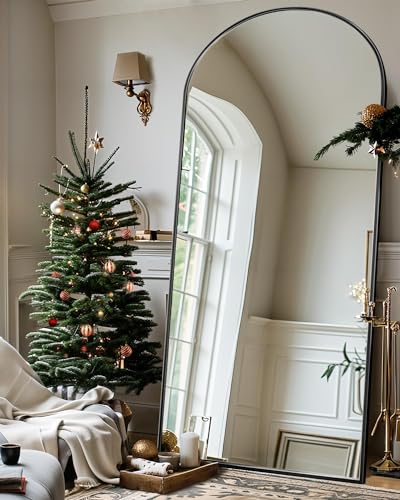 Full Length Mirror, 76"x34" Arched Floor Mirror Freestanding, Floor Standing Full Body Mirror with Stand for Bedroom
