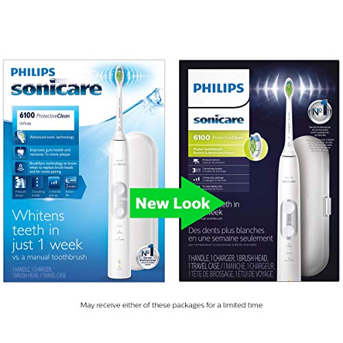 PHILIPS Sonicare ProtectiveClean 6100 Rechargeable Electric Toothbrush, with Pressure Sensor, 3 Cleaning Modes, SmarTimer and QuadPacer
