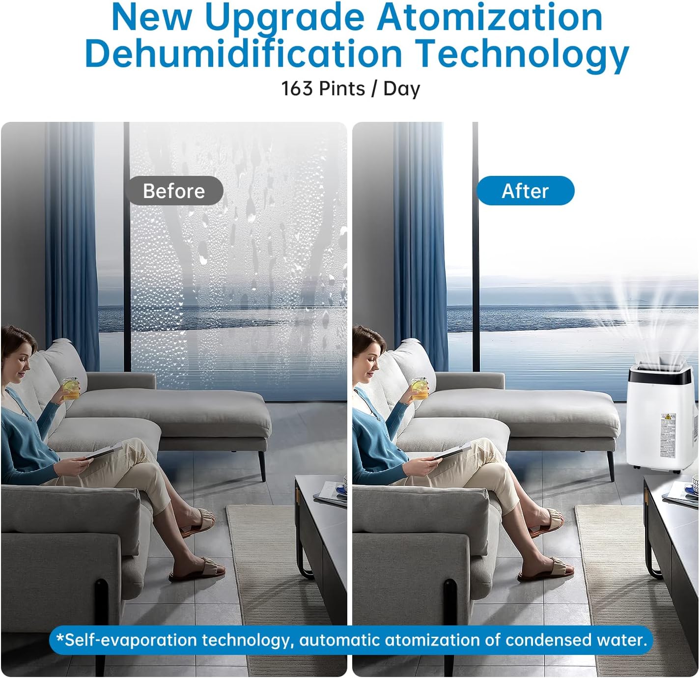 Portable Air Conditioner, 10,000 BTU A/C for Rooms up to 450 Square Meters, 3-in-1 A/C Unit, Dehumidifier and Fan with Digital Display