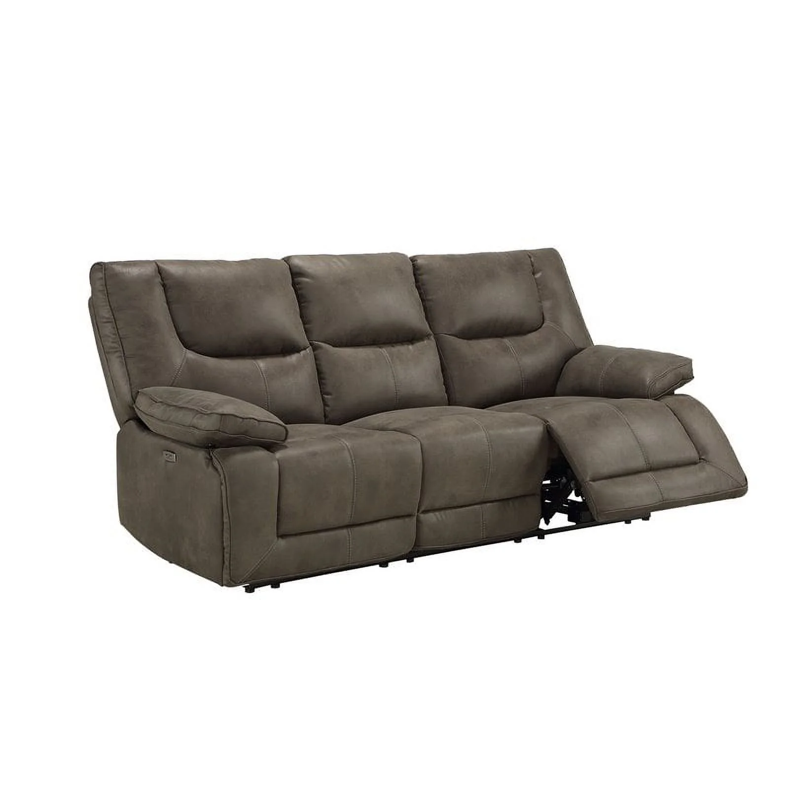 Bowery Hill Leather-Aire Power Reclining Sofa in Gray
