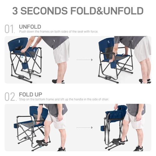 EVER ADVANCED Rocking Chair Outdoor, Quick Set Rocker Camping Chair for Adult, Foldable Rocker Chair Lightweight