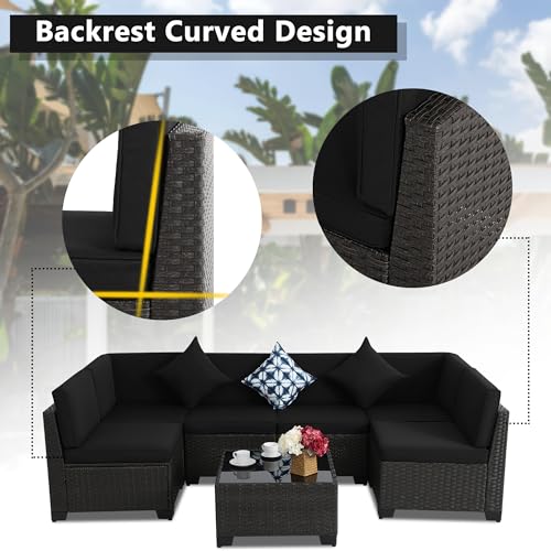KIGOTY Patio Furniture Set 7 Pieces Conversation Sets, Outdoor Sectional Sofa