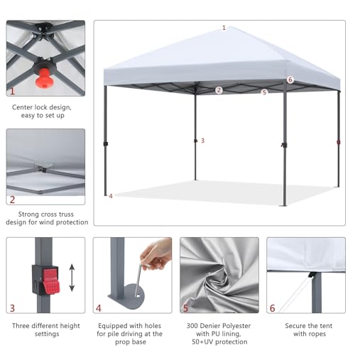 ABCCANOPY Durable Easy Pop up Canopy Tent 10x10, Red