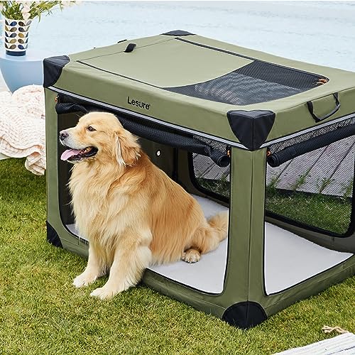 Lesure Soft Collapsible Dog Crate - 42 Inch Portable Travel Crate for Extra Large Dogs Indoor & Outdoor