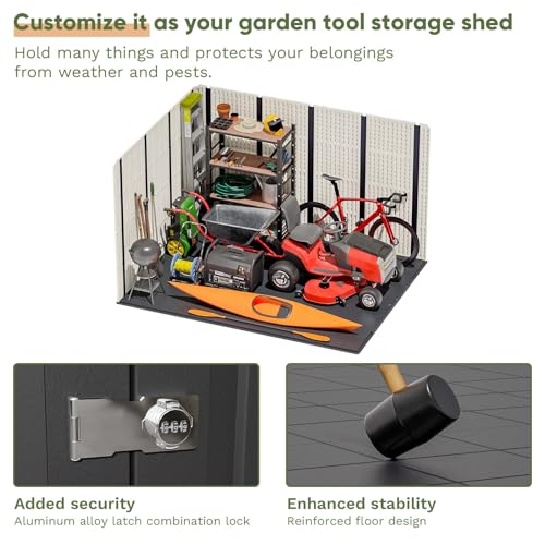 Patiowell 6x4 FT Plastic Outdoor Storage Shed, Resin Shed Perfect to Store Patio Furniture, GardenTools Bike Accessories, Beach Chairs and Lawn Mower