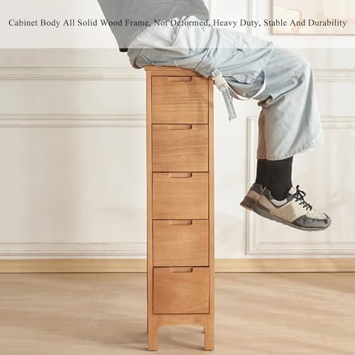 Tall Drawer Organizer for Small Spaces - Narrow Dresser with 5 Drawer Floor Cabinet Storage Organizer - Free Standing Cabinet