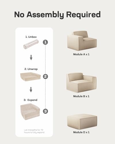 Marsail 142" Oversized Deep U Shaped Modular Sofa, Corduroy Cloud Couches with Deep Seats and High-Back Design