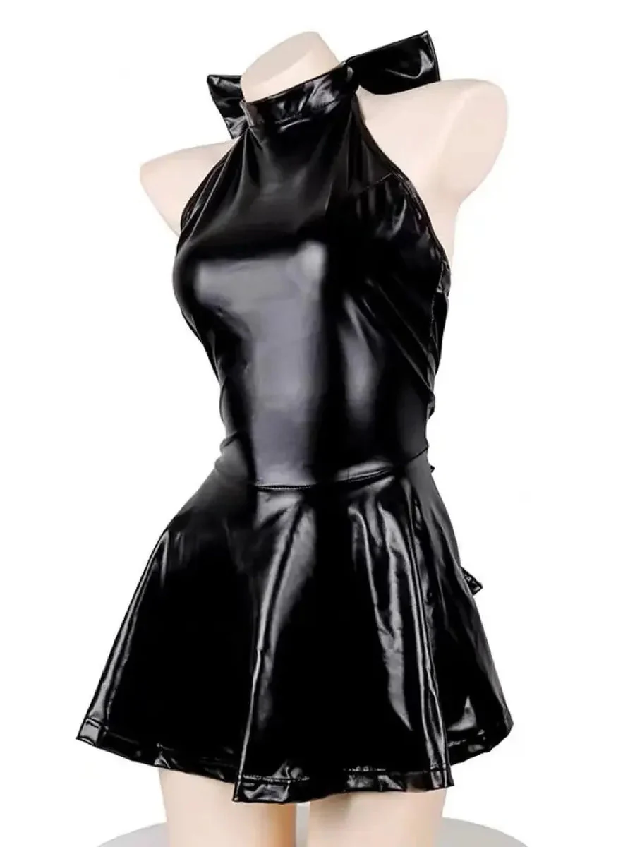 'Whip' Alt Halter-neck Patent Leather Dress