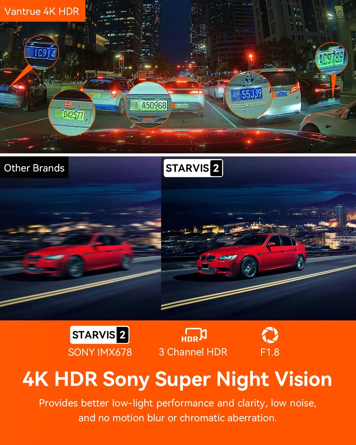 Vantrue N4 Pro 3 Channel 4K WiFi Dash Cam, STARVIS 2 IMX678 Night Vision, 4K+1080P+1080P Front Inside and Rear Triple Car Camera, Voice Control, GPS