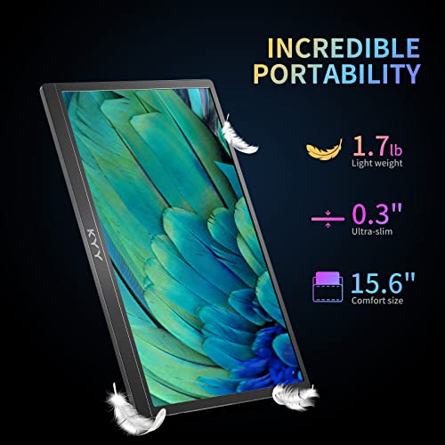 4K Portable Monitor - KYY 15.6'' 3840x2160 UHD USB-C Monitor, 100% Adobe RGB, 400cd/㎡