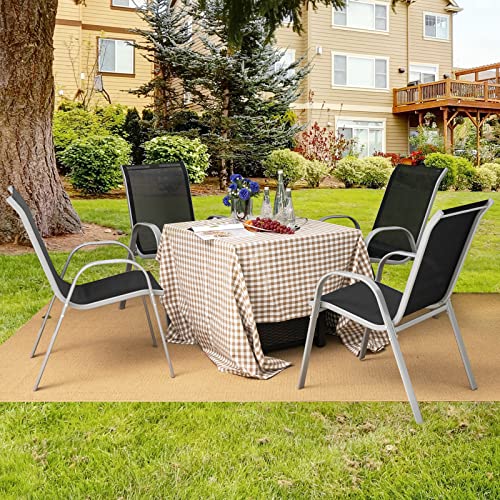 Giantex Set of 4 Patio Chairs, Stackable Outdoor Dining Chairs, 330 LBS Capacity, All Weather Resistant, Heavy Duty Rustproof Metal Armchairs