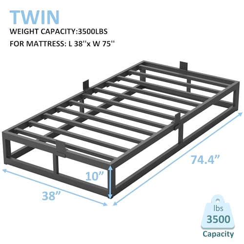 6 Inch Queen Bed Frame with Steel Slat Support, Low Profile Queen Metal Platform Bed Frame Support Mattress Foundation