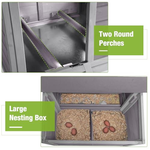 GUTINNEEN Chicken Coop Outdoor Weatherproof Duck House with Nesting Box, Perches, Metal Tray for 2-4 Chickens, Ducks, 40.94" L x 27.37" W x 38.55" H