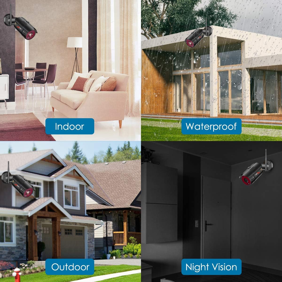 【5MP Lite DVR】8CH Wired outdoor Security Camera System with 8pcs 1080P HD Waterproof Surveillance Home Cameras, Easy Setup, Clear Night Vision