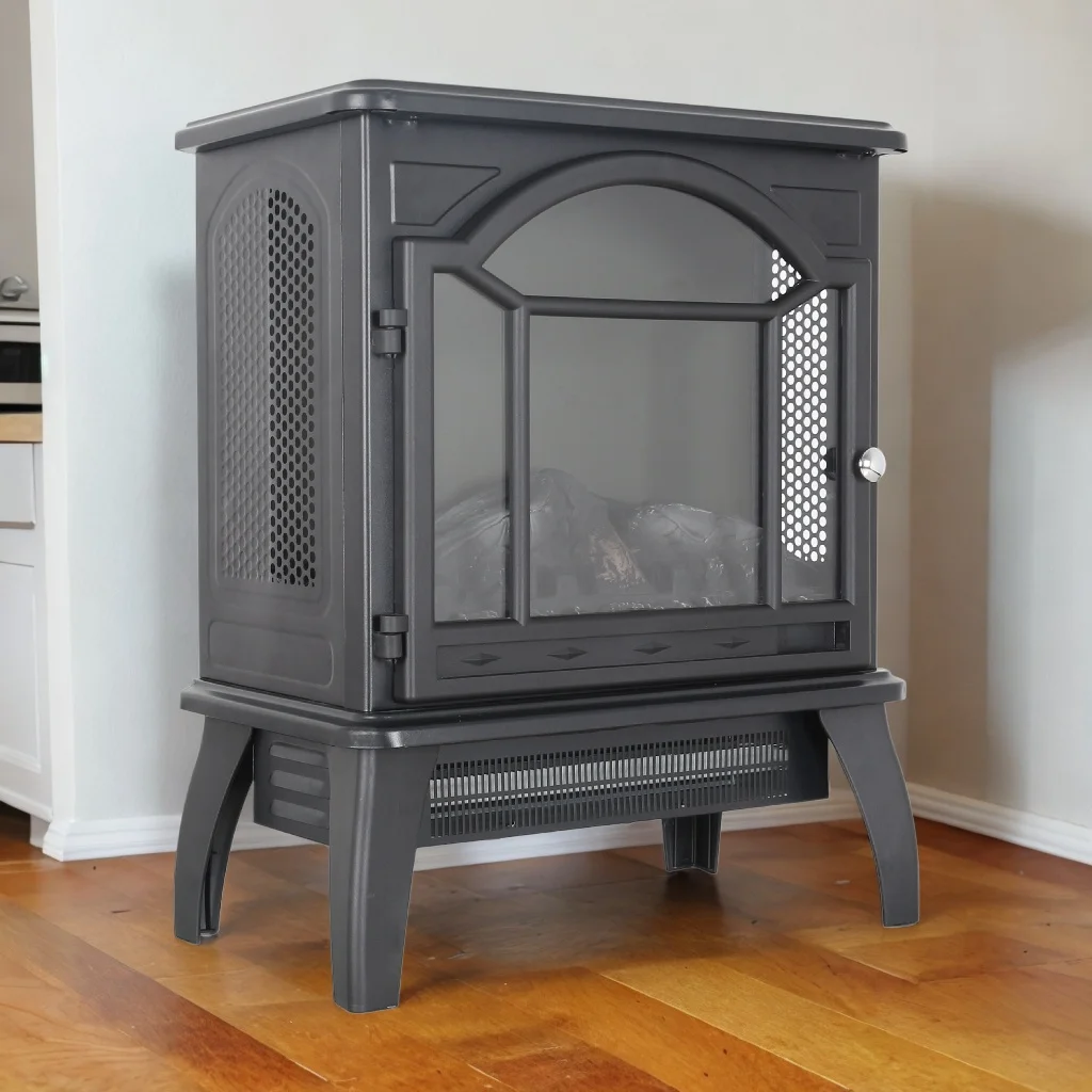 Efficient and Safe 3D Infrared Electric Stove 1500W Heater, 11 Temp Settings, Timer, and Realistic Flame Effect