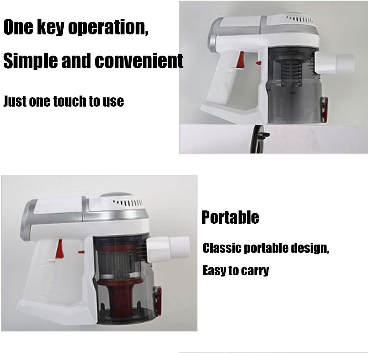 Hand-Held Vacuum Cleaner 9.5Kpa Strong Suction Power of Only 1.03Kg One-Button Vacuum Dust Cup Triple Filtration Sem.