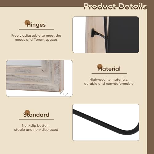 Full Length Mirror, 71"×32" Wooden Mirror Full Length with Stand Wood Floor Mirror, Oversized Stand Up Mirrors Large Wall Mirrors