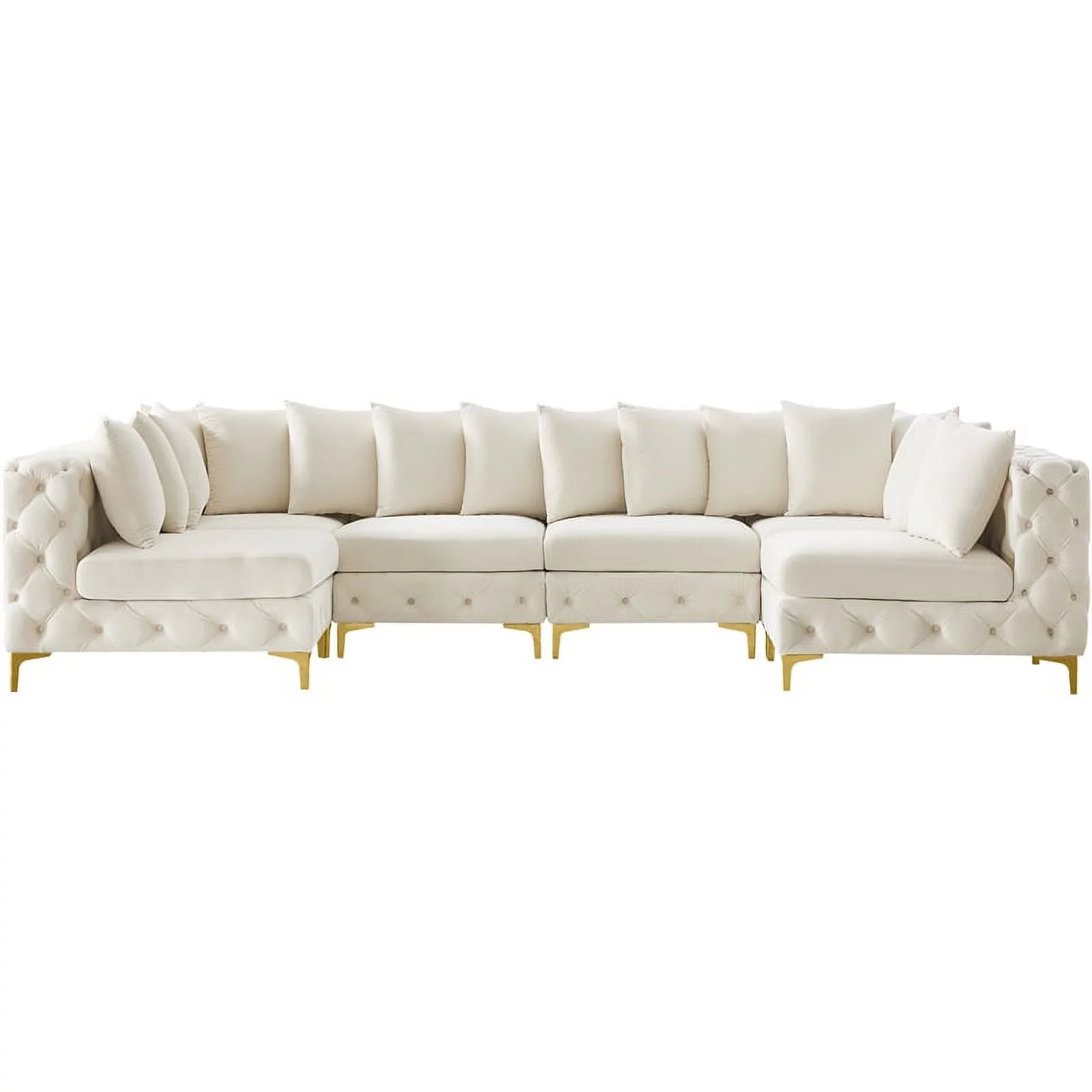 Maklaine Modern / Contemporary Cream Velvet Modular Sectional