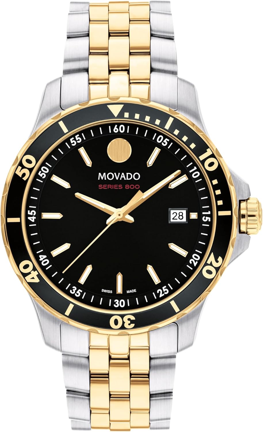 Movado Series 800 Men's Sport Watch - Swiss Quartz 3H Movement, Stainless Steel Link Bracelet - 20 ATM Water Resistance