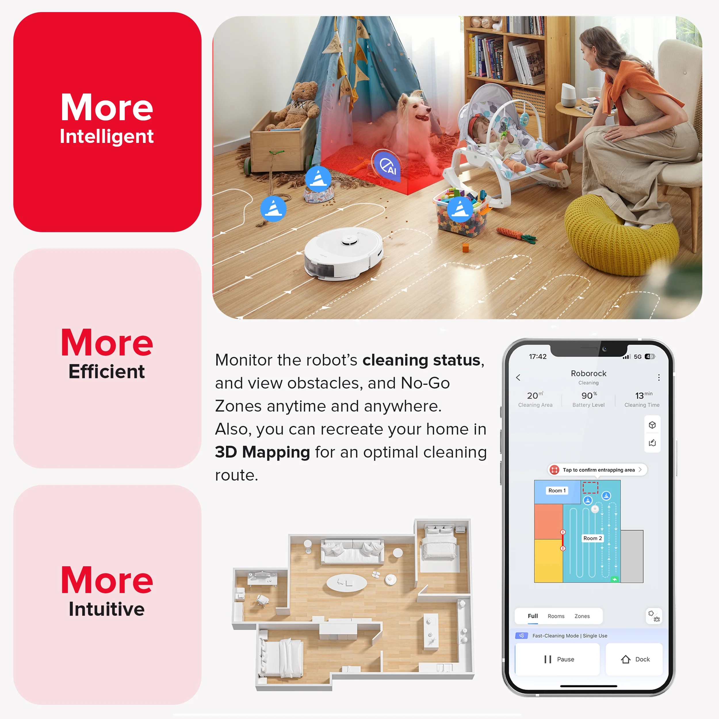 Roborock Q8 Max+ Robot Vacuum and Mop with Self-Emptying, Obstacle Avoidance, LiDAR Navigation, 5500Pa Suction Power, and App Control