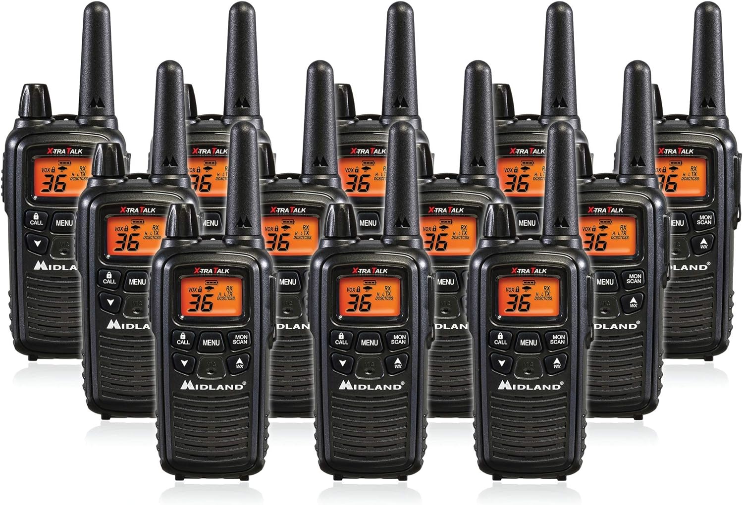 Midland LXT600VP3 36 Channel FRS Two-Way Radio - Up to 30 Mile Range Walkie Talkie - Black (Pack of 12)