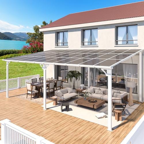 AECOJOY 10&rsquo; x 10&rsquo; Gazebo, Wall Mounted Gazebos Pergola on Clearance, Outdoor Patio Lean to Gazebo Awnings for Deck, Porch