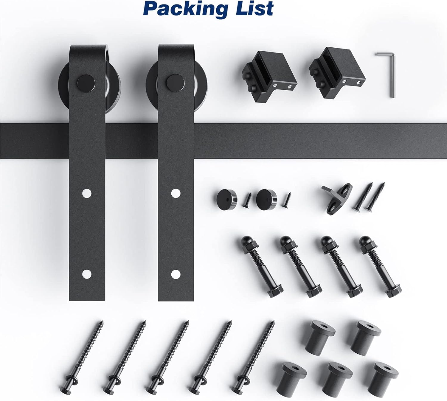 EaseLife 6.6 FT Heavy Duty Sliding Barn Door Hardware Track Kit,Basic J Pulley,Slide Smoothly Quietly