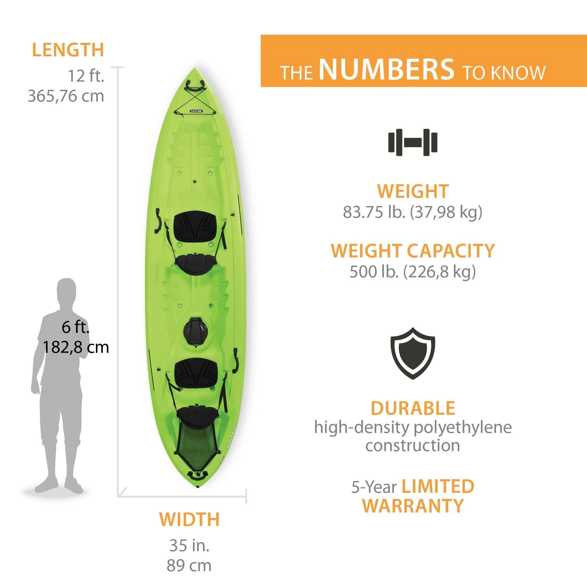 Lifetime Spitfire 12T Tandem Kayak, Lime Green - 90476