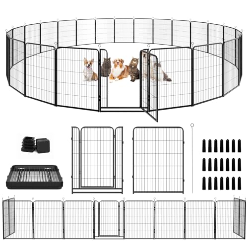 Dog Playpen Outdoor Extra Wide 12 Panels Heavy Duty Anti-Rust Coating-Strengthened Dog Fence 40" Height with Doors Portable for RV Camping Yard