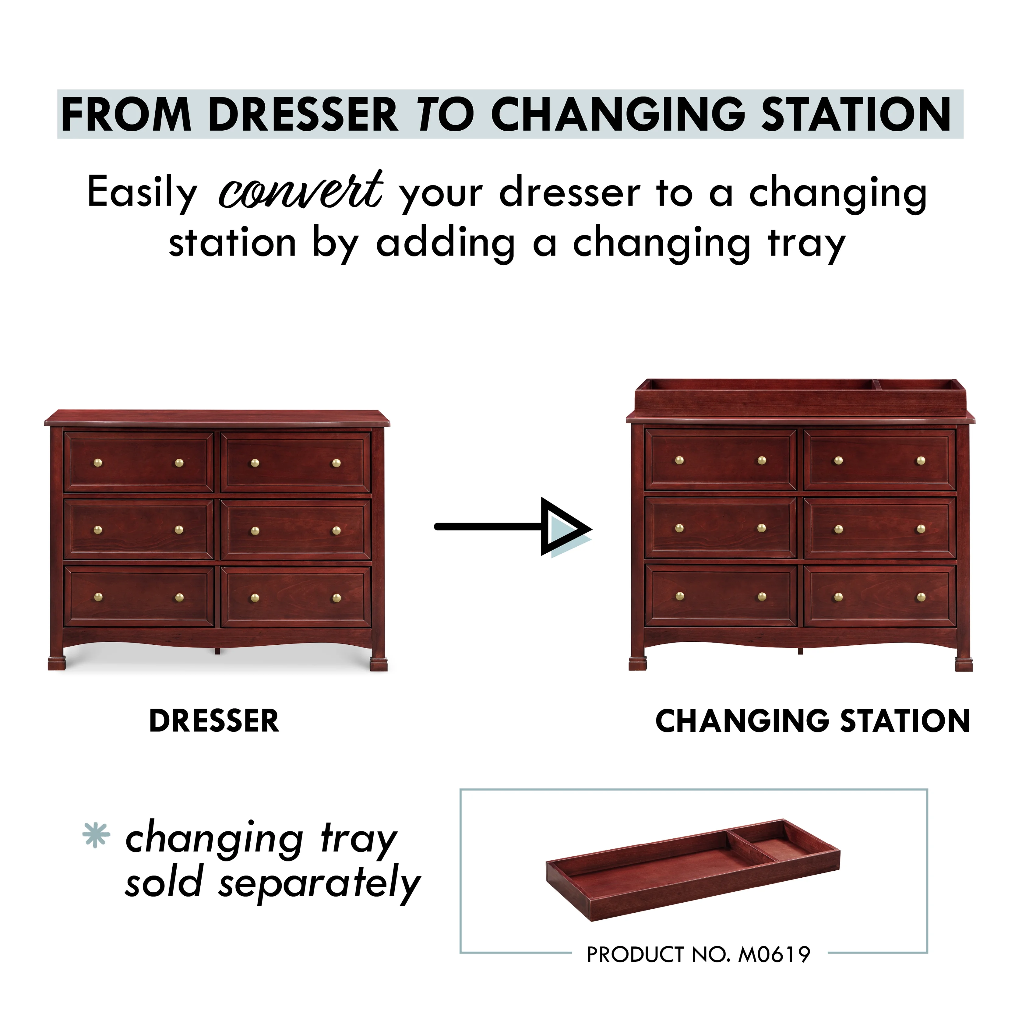 DaVinci Kalani 6-Drawer Double Wide Dresser, Rich Cherry