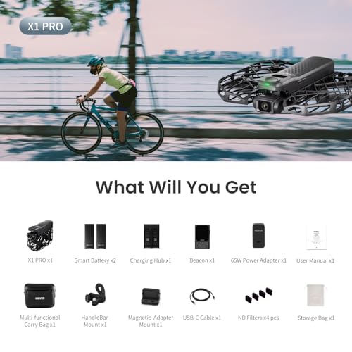 X1 PROMAX 8K Action Flying Camera, Foldable Drone with Camera with 42 KM/H Follow Speed, 10+ Fully Automatic Flight Modes