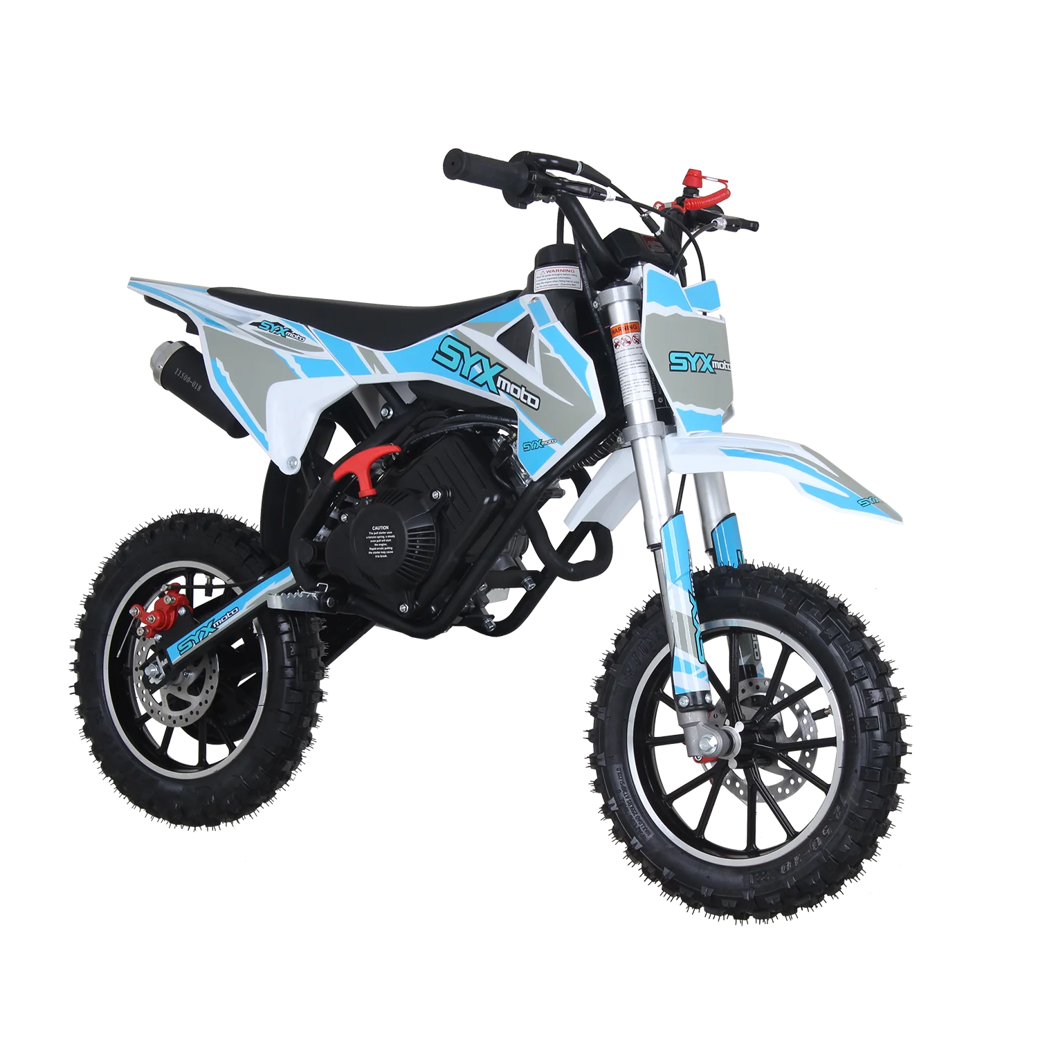 SYX MOTO VK 58cc 4 Stroke Real Motorcycle Engine Gas Powered Kids Dirt Bike, Pull Start, New, Blue/White - Radiant Selections