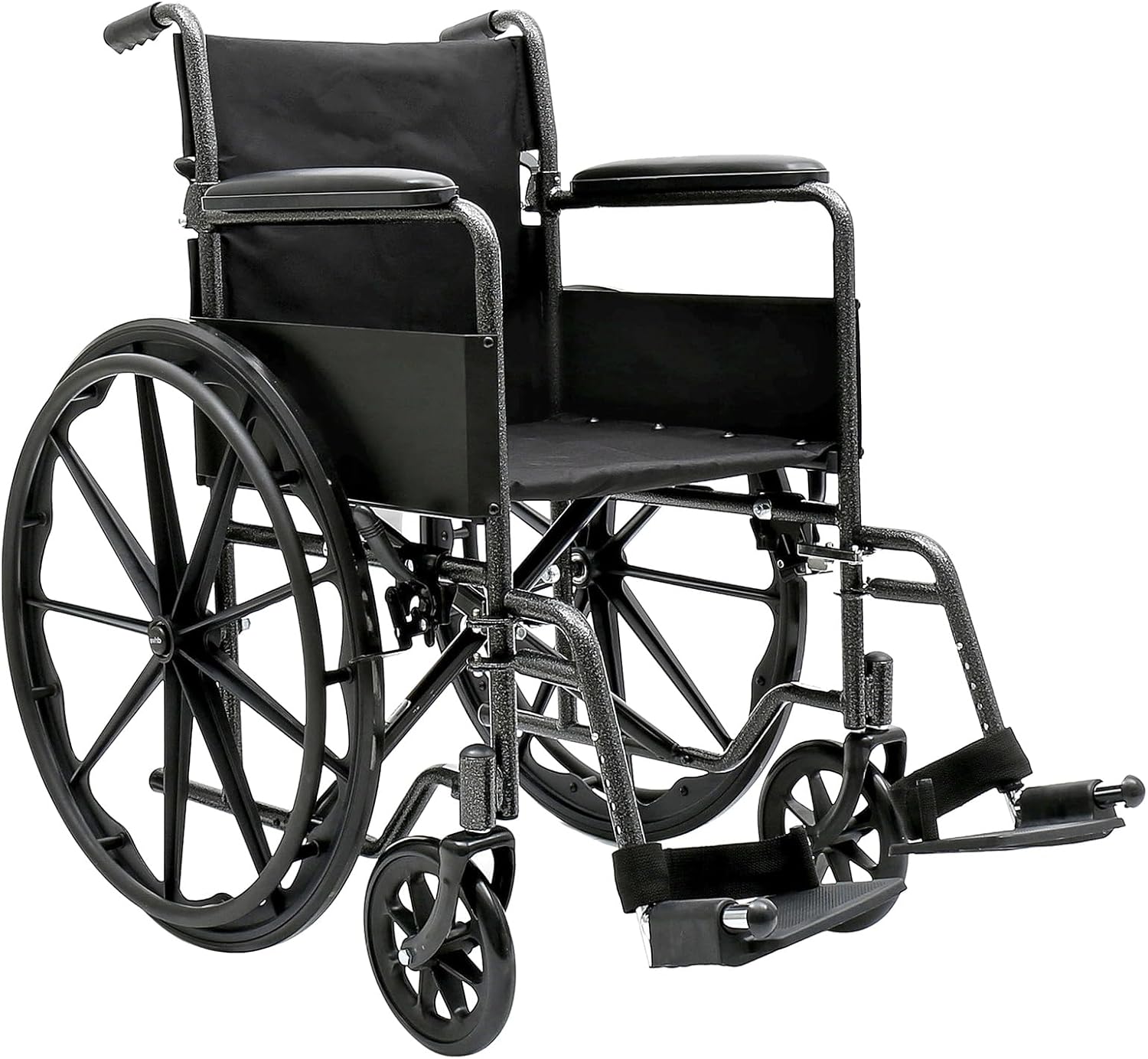 Dynarex DynaRide Series 1 Wheelchair with Fixed Full Arms is Lightweight, Foldable & Comfortable, Weight Capacity of 300 Pounds, Silver