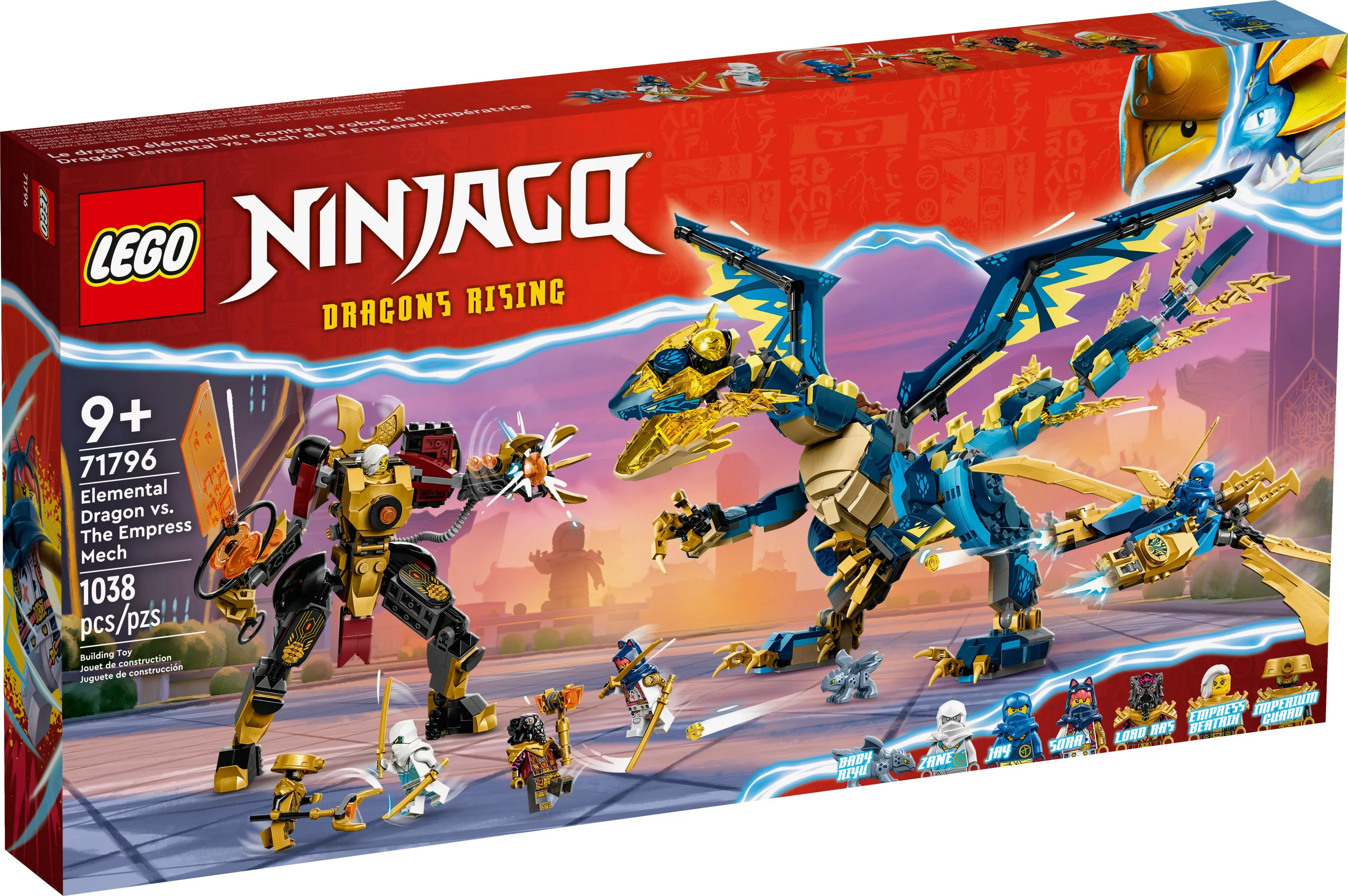 LEGO NINJAGO Elemental Dragon vs. The Empress Mech 71796 Building Toy Set, Features a Dragon, Mech, Ninja Flyer and 6 Minifigures