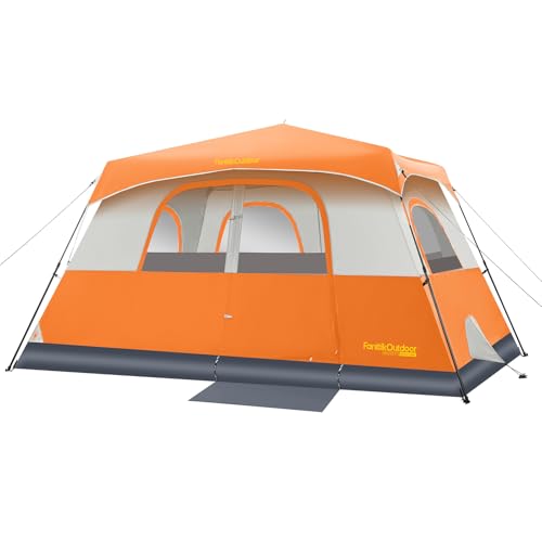 FanttikOutdoor Camping Tent 4/6/8/10 Person Instant Cabin Tent Setup in 60 Seconds with Rainfly & Windproof Portable with Carry Bag for Family