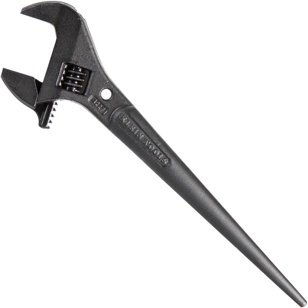 Klein Tools 3227 Extra Wide Adjustable Wrench, Construction Spud Wrench for Up to 1-7/16-Inch Nuts and Bolts, 10-Inch, with Tether Hole Pack of 2