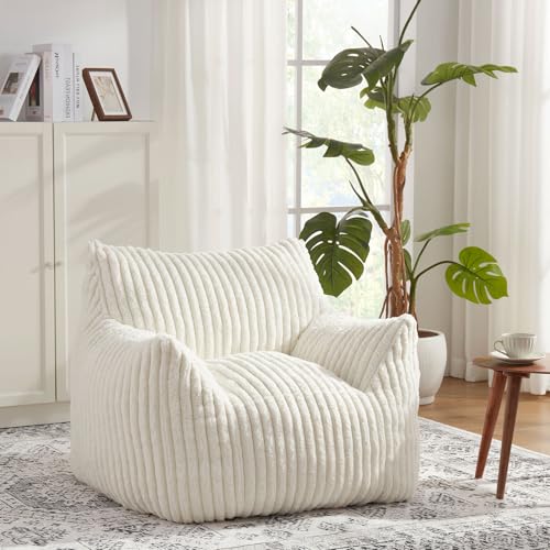 Giant Bean Bag Chairs for Adults with Filling Plush Fluffy Bean Bag Chairs for Teens with Armrests Comfy BeanBag Lazy Couch Sofa Chair for Bedroom