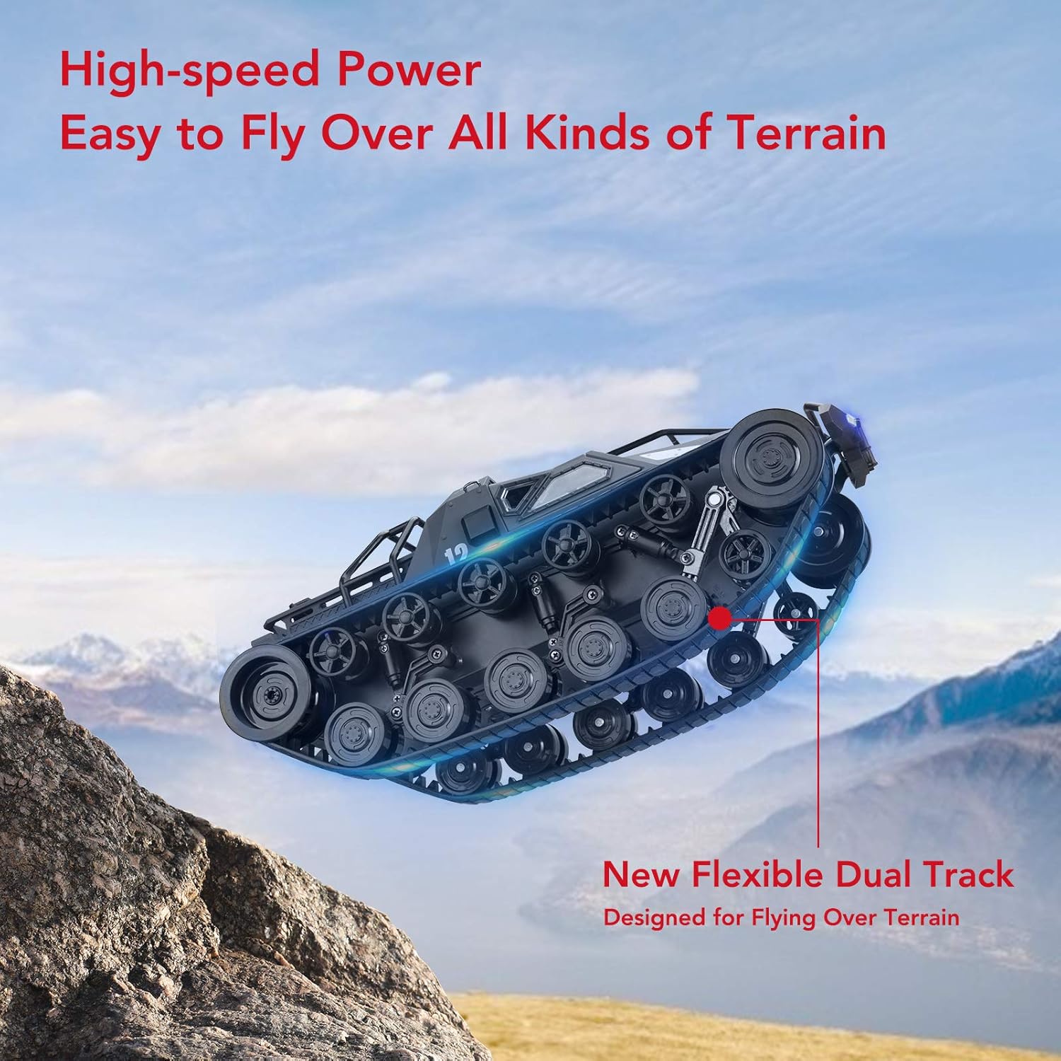 Bwine Q111 RC Rock Crawler, 1:12 Scale All Terrain Off-Road RC Crawler with Strong Starting Force, Smoke Effect & LED Light, Openable Door