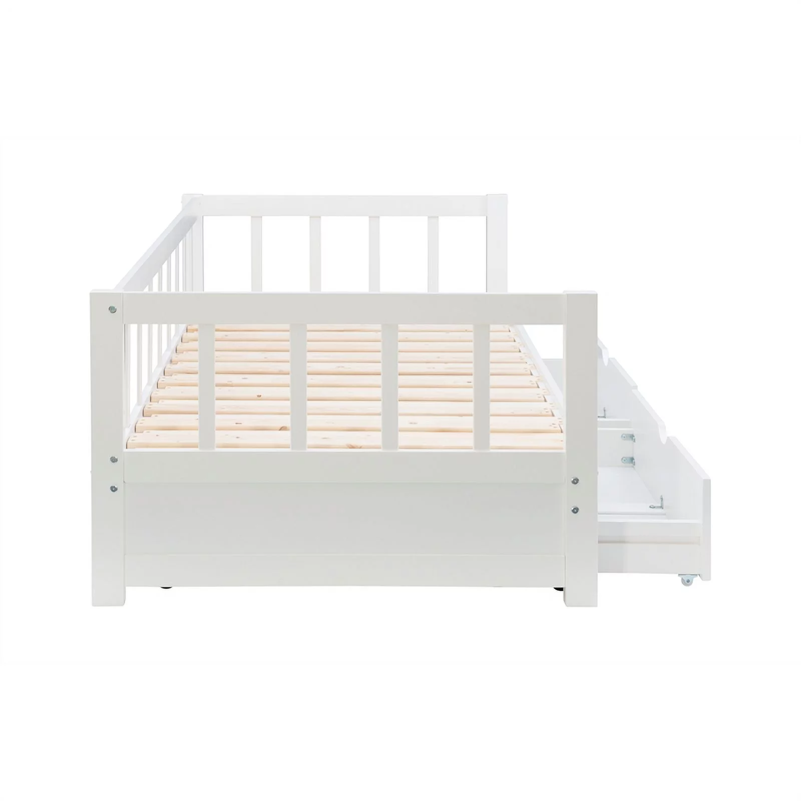 Linon Macey Wood Storage Trundle Daybed in White