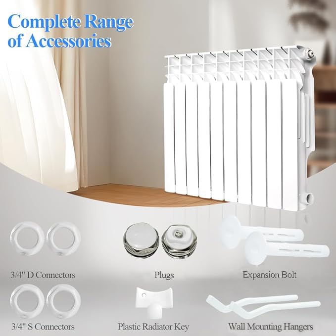 AB Wall-mounted Radiator Heater, Aluminum Hot Water Radiator (6-12 Panels)