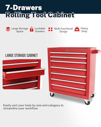 5-Drawer Rolling Tool Chest, Modular Tool Cabinet with Brake Casters & Removable Drawers, Workshop Toolbox Cart for Factory/Garage, Black