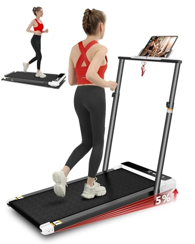 Walking Pad with Handle Bar,5% Manual Incline Walking Treadmill for Home Office,2.5HP Super Quiet Foldable Treadmills with Handrails