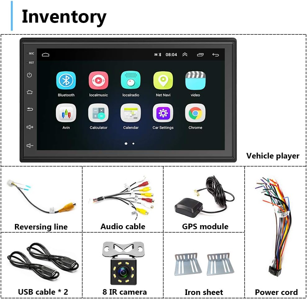 Double Din Android Car Radio with Navigation System Touch Screen Car Stereo Bluetooth Multimedia Player WiFi FM Radio with Backup Camera