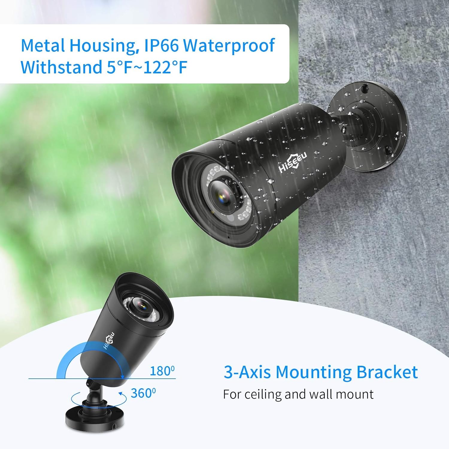 【3TB HDD】 Hiseeu 5MP 8Channel Security Camera System,8Pcs 5MP Super HD Wired Outdoor Cameras with Night Vision, Home Surveillance System