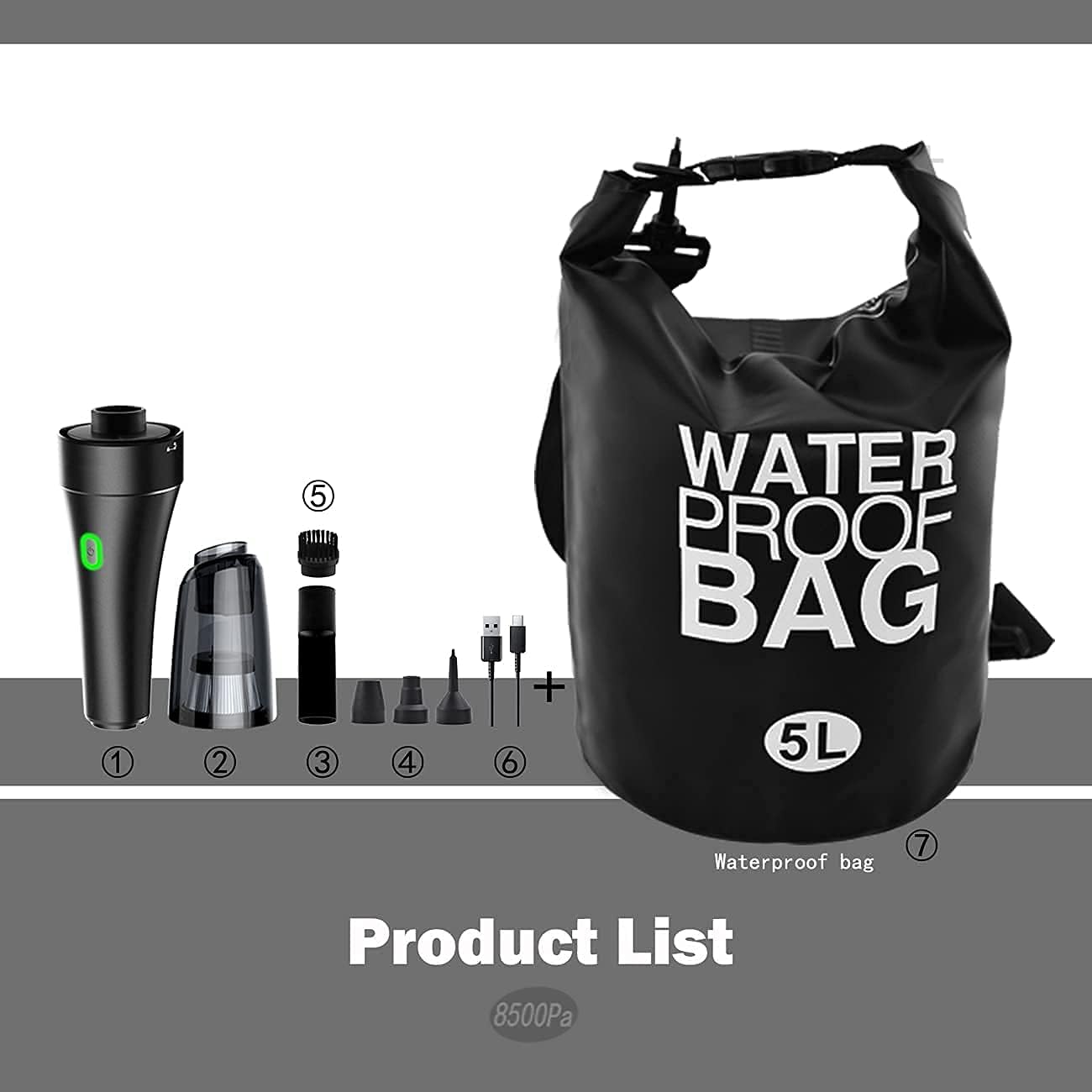 Handheld Vacuum, Cordless Handheld Vacuum, Rechargeable, 8000PA Strong Suction for Home and Car Cleaning，Black