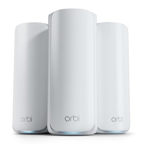 NETGEAR Orbi 770 Series Tri-Band WiFi 7 Mesh Network System (RBE773) - Router + 2 Satellite Extenders, Security Features, Up to 11Gbps