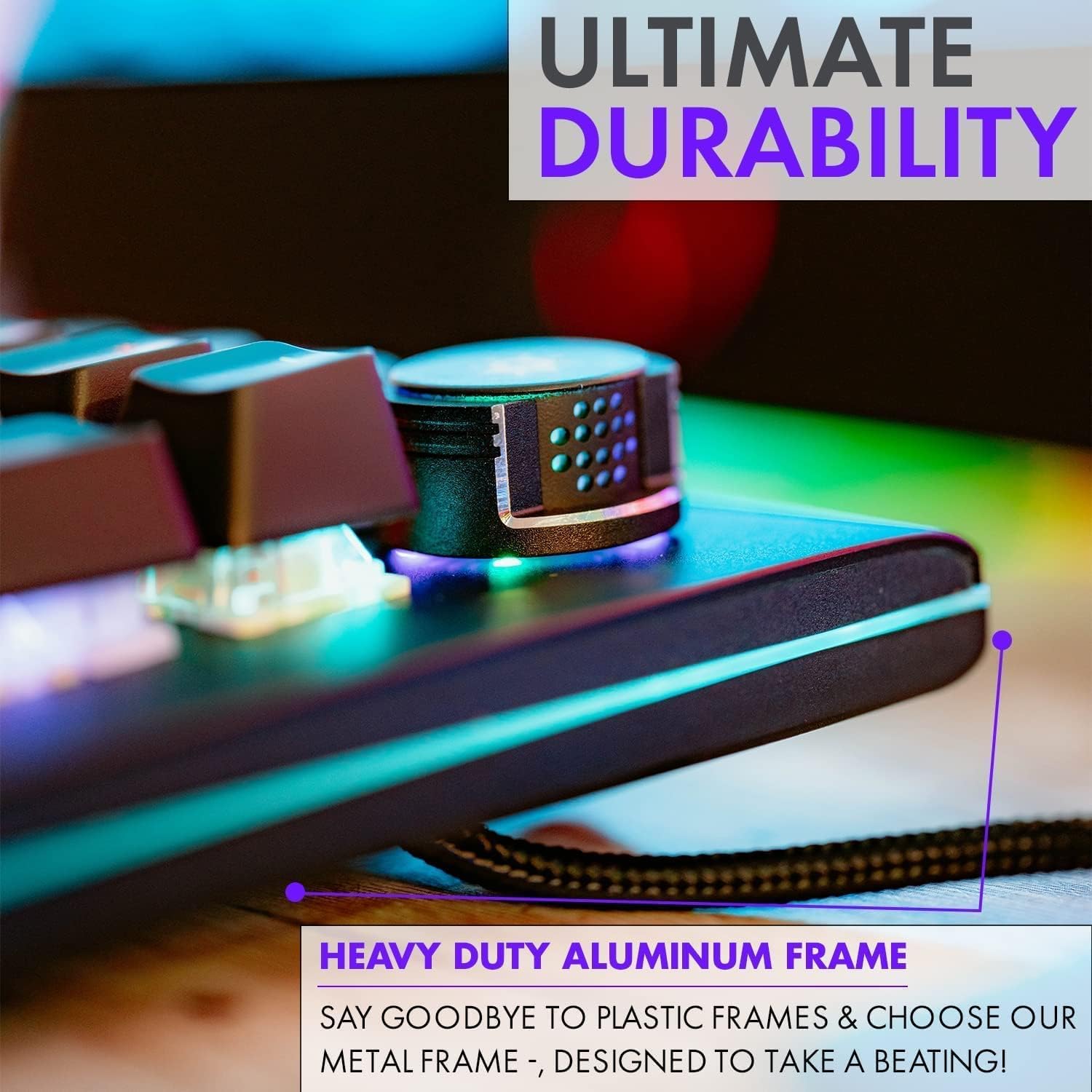 Mechanical Gaming Keyboard LED, Tilted Nation RGB Mechanical Keyboard with Volume Control Knob and Removable Wrist Rest