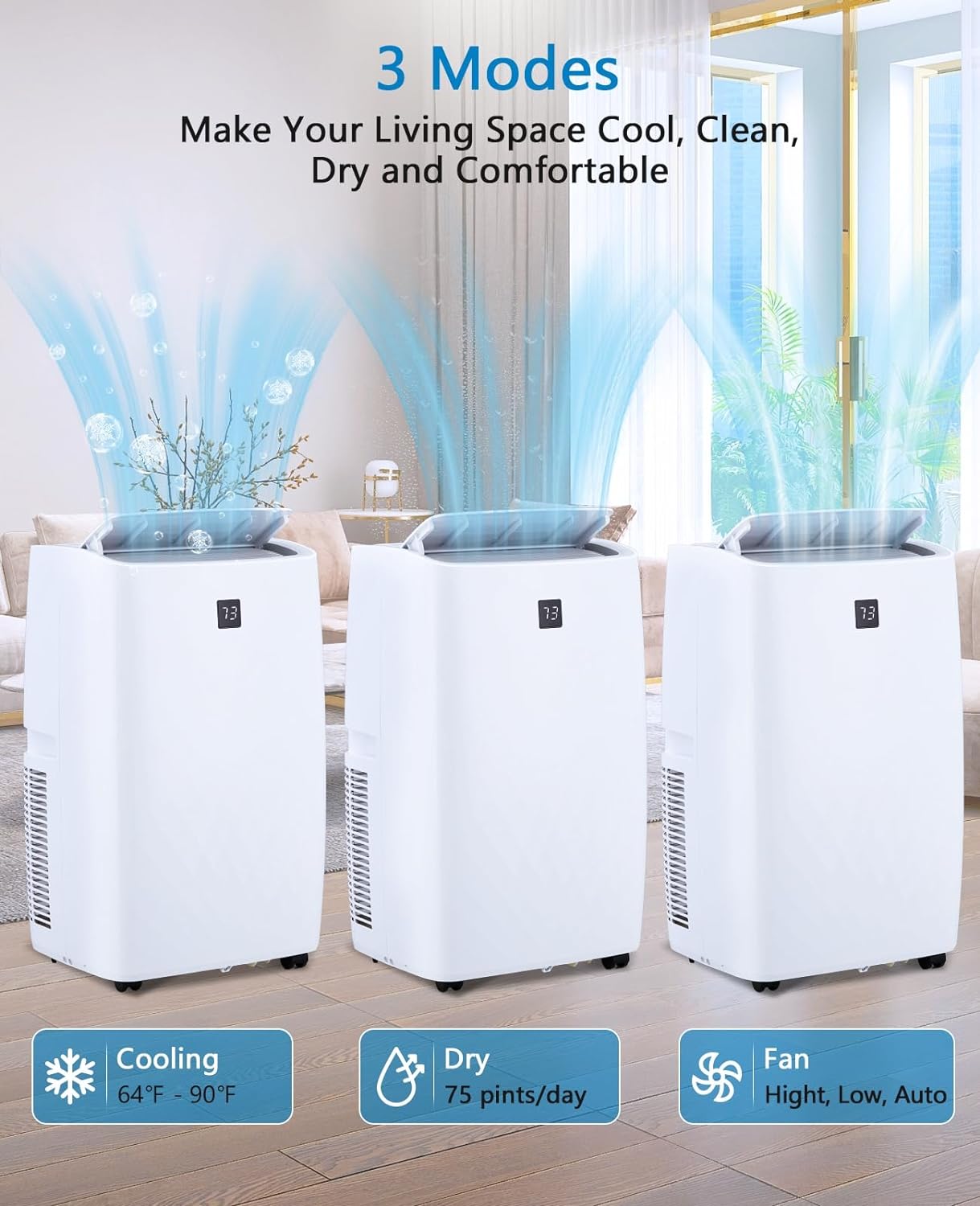 Portable Air Conditioners 12000 BTU, 4-IN-1 Indoor AC Unit with Cooling, Dehumidifier, Fan & Sleep Modes