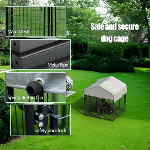 12 Panels Large Dog Kennel Outside Outdoor with Roof Heavy Duty Dog Kennel Outdoor Indoor Dog Playpen Enclosure Pet Pen House Fence Yard Yard for