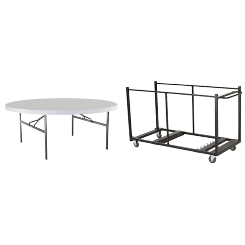 Lifetime 22673 Folding Round Table, 6 Foot, White Granite